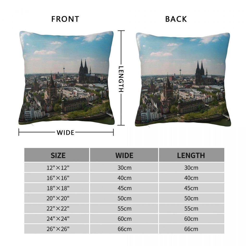 Cologne Cathedral Germany Square Pillowcase Polyester Linen Velvet Printed Decorative Pillow Case Sofa Seater Cushion