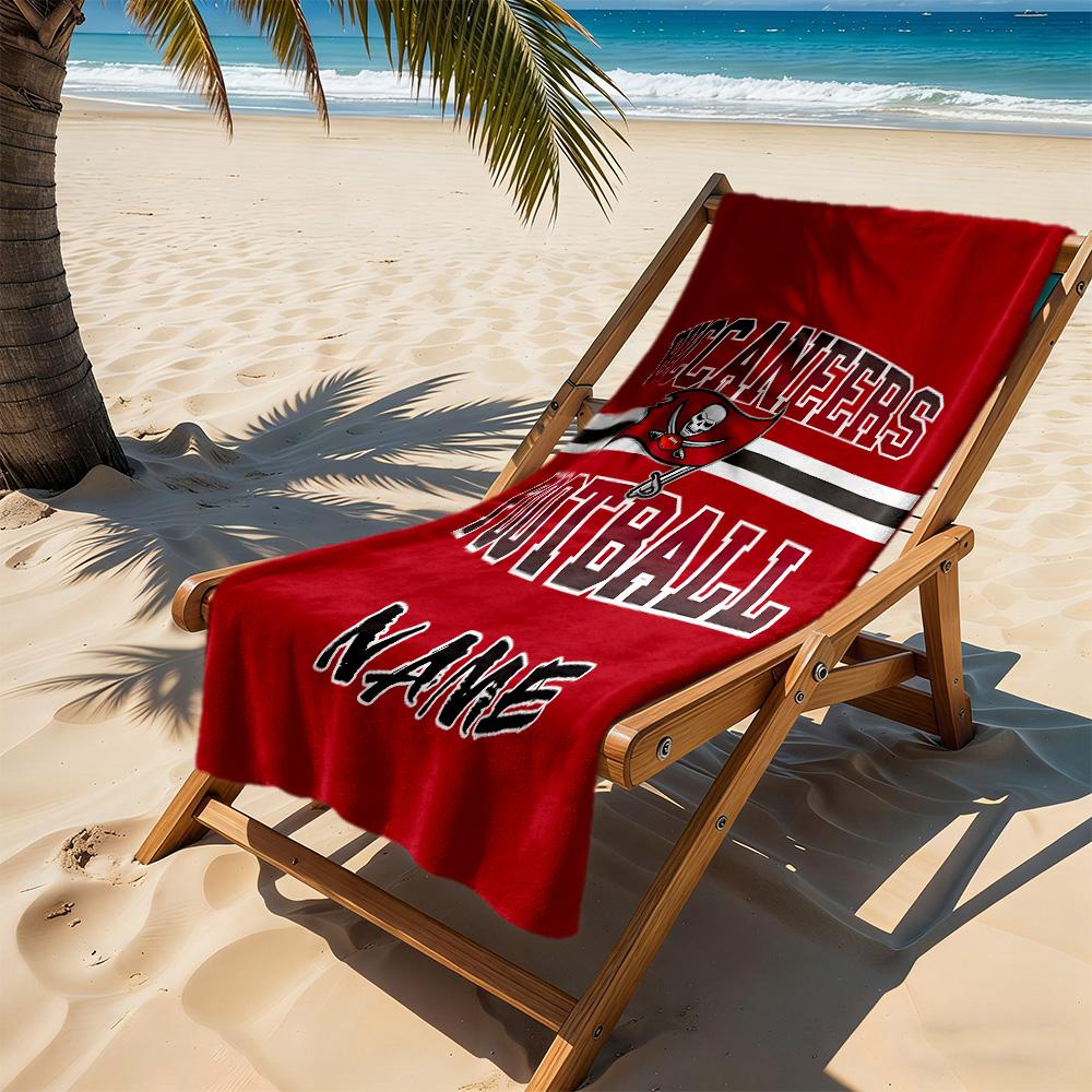 Buccaneers Football Team Spirit Personalized Text Beach Towel Super Soft Microfiber Quickdry Fabric Perfect for Traveling Yoga Camping and Swimming