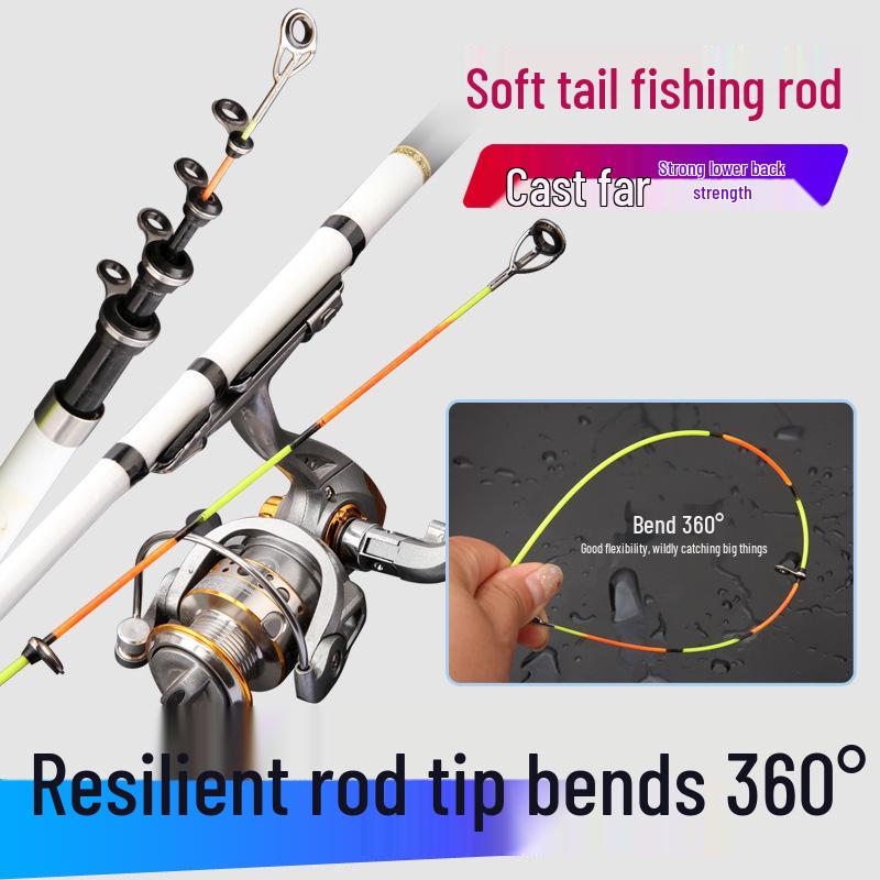 Telescopic Soft Tail Fiberglass Fishing Rod for Long Casts In Sea, Lake, and Stream