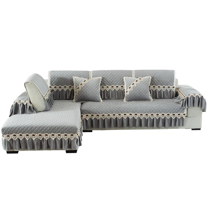 European Winter Plush Sofa Cushion Fabric Non-Slip Living Room Combination Sofa Seat Cushion Full Cover Fabric  Direct Sales