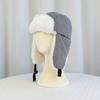 Lei Feng Hat Plaid Print Velvet Lining Buckle Closure Ear Protection Hat Windproof Cold Weather Outdoor Hat