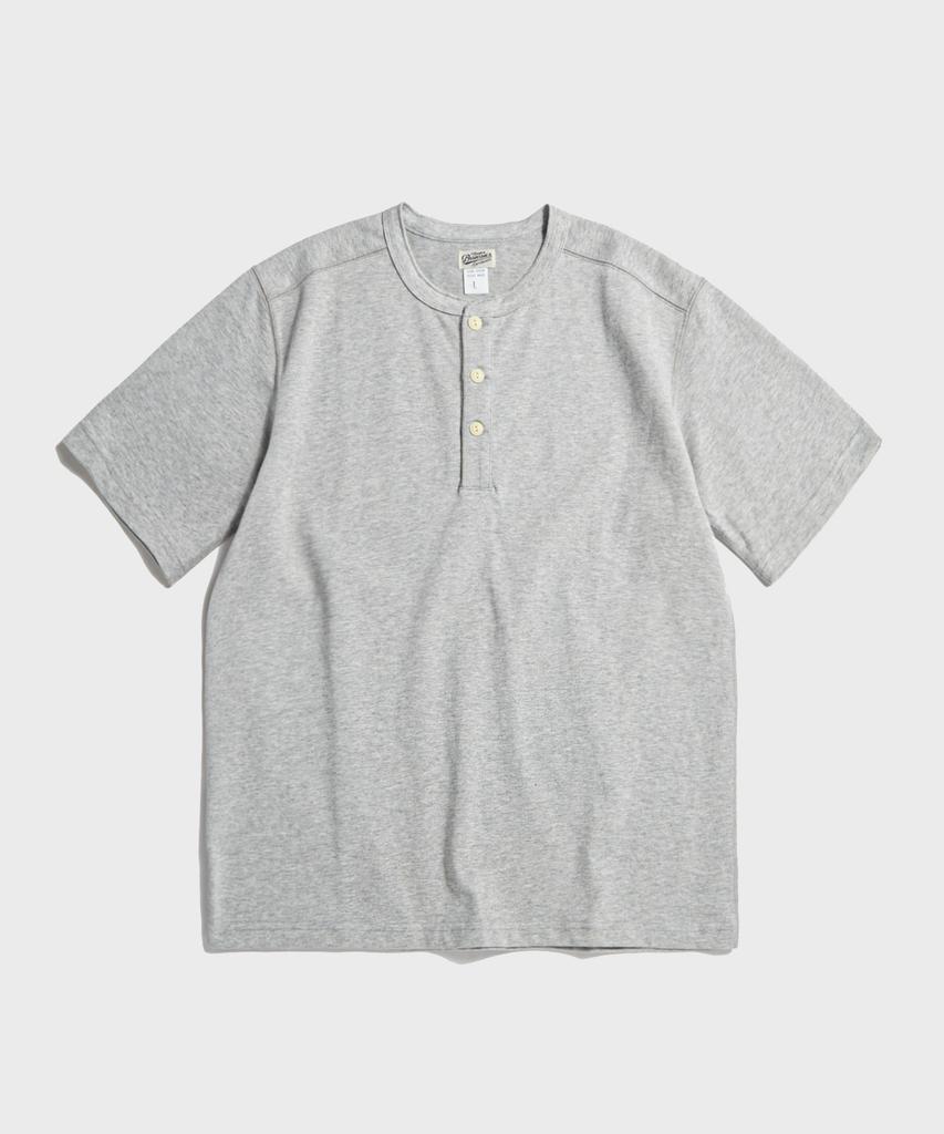 Beulonseun 10.6 Oz Cotton Short Sleeve Henley Tee Gray
