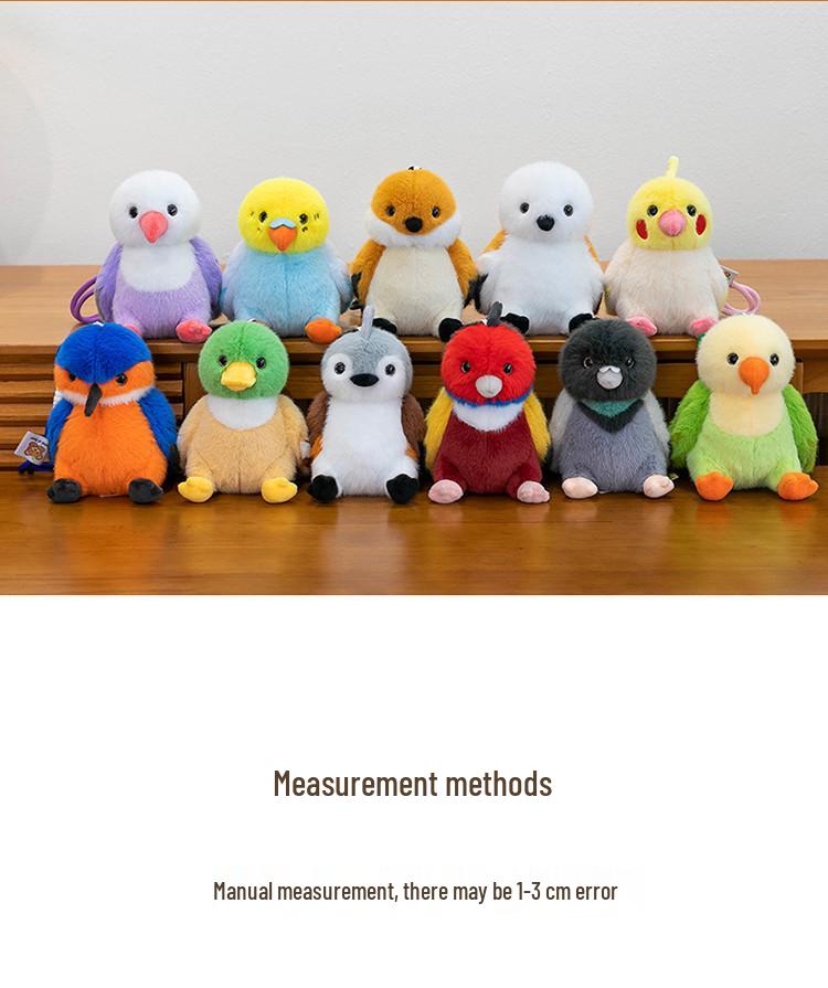 Small Plush Bird Keychain - Penguin & Parrot Figures Hanging Ornament