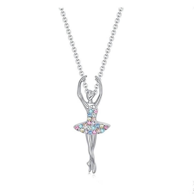 

Dancing Girl Charm Necklace for Girls and Women Lovely Dancer Neck Chain Elegant Crystal Pendant Neck Chain Adjustable 1