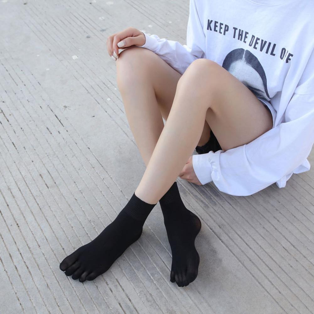 Short Hosiery Five Finger Socks Solid Color Five Toe Mid Tube Socks Elastic Women