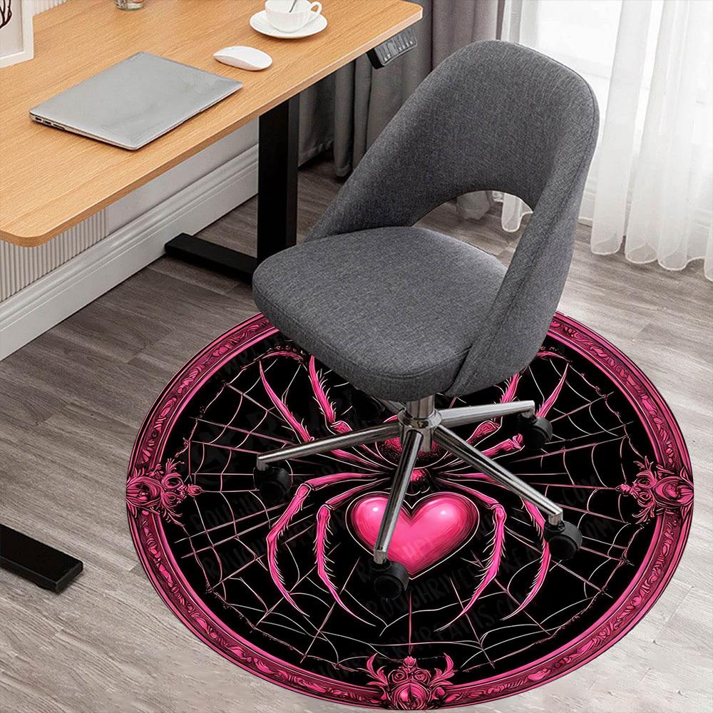 

1pc Spider Web Heart Round Chair mat office Area Rug - Non-Slip, Floor Mat for Office, Bedroom, and Indoor Decor p127194 80cm by 80cm