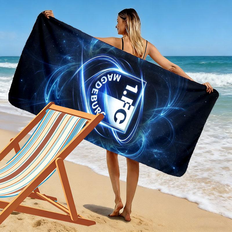 1. FC Magdeburg Print Beach Towel, Large Soft Quick Dry Towel for Beach Camping Swimming