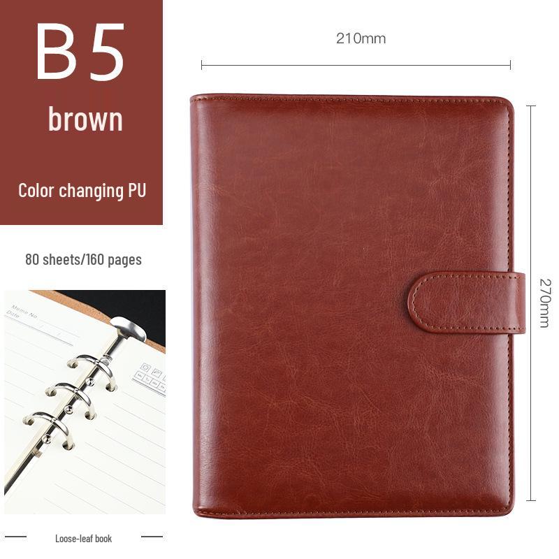 A5 Hochwertiges Leder-Cover Notizbuch mit losen Blättern - Individuelles Logo Firmen-Geschenkset