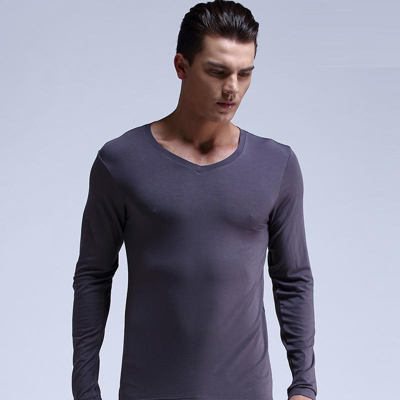 

Чоловічий термотоп з довгим рукавом та V-подібним вирізом для осені та зими L темно-сірий