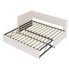 Multifunctional Sofa Bed L-Shaped with Pull-Out 90/180x200cm Upholstered In Velvet Fabric Space-Saving Design for Children Bed Guest Beige