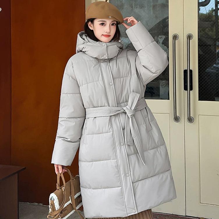 Dopamine cotton-padded clothes women's winter loose casual hooded long over the knee waist warm thick cotton-padded jacket tide