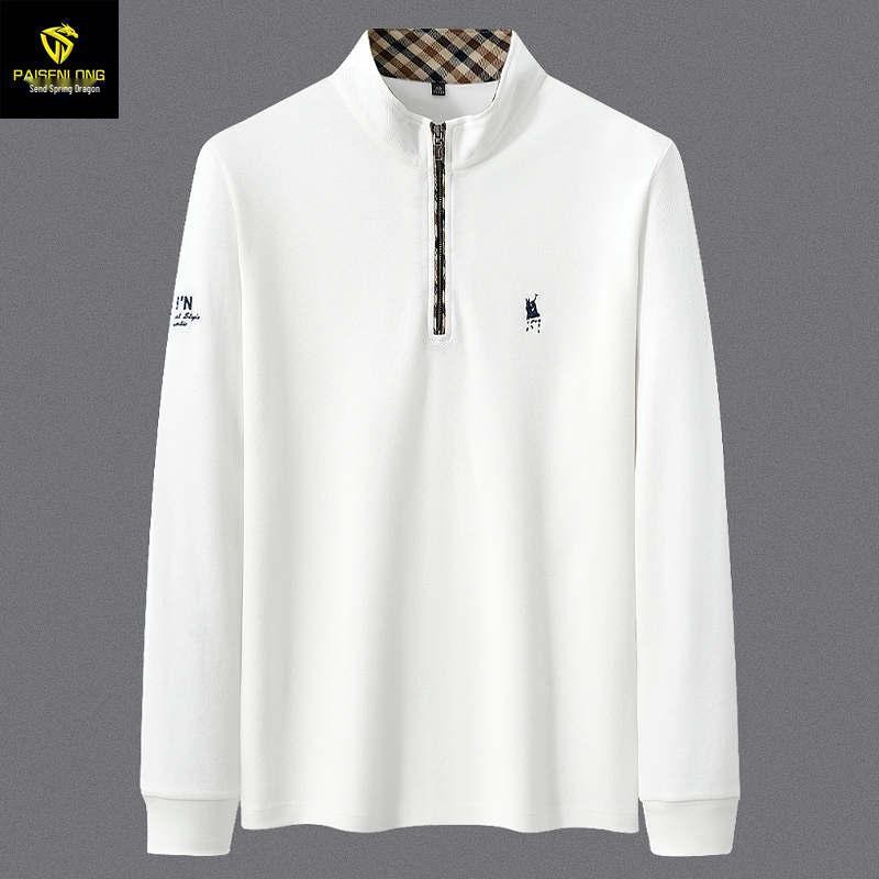 Men's Autumn/Winter 2025 Python Dragon Embroidered Long Sleeve Half-Zip Stand Collar Casual Top