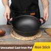 With Lid Cast Iron Pot Hand-forged Cooking Cookware Durable Chinese Wok Pan  Gas Induction Cooker