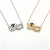European and American Mom Gift: 8-Character Necklace with Dog Paw Resin Black Pendant