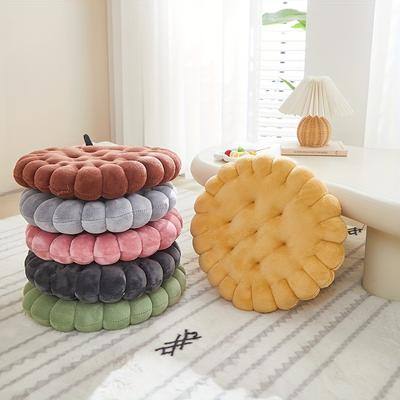 [Pernă de Meditație Moale] 1 buc Pernă de Meditație Moale de Pluș, Rotundă, Pernă de Scaun din Poliester | Design Matlasat Tuftat, Umplutură 100% Fibră de Poliester, Versatilă