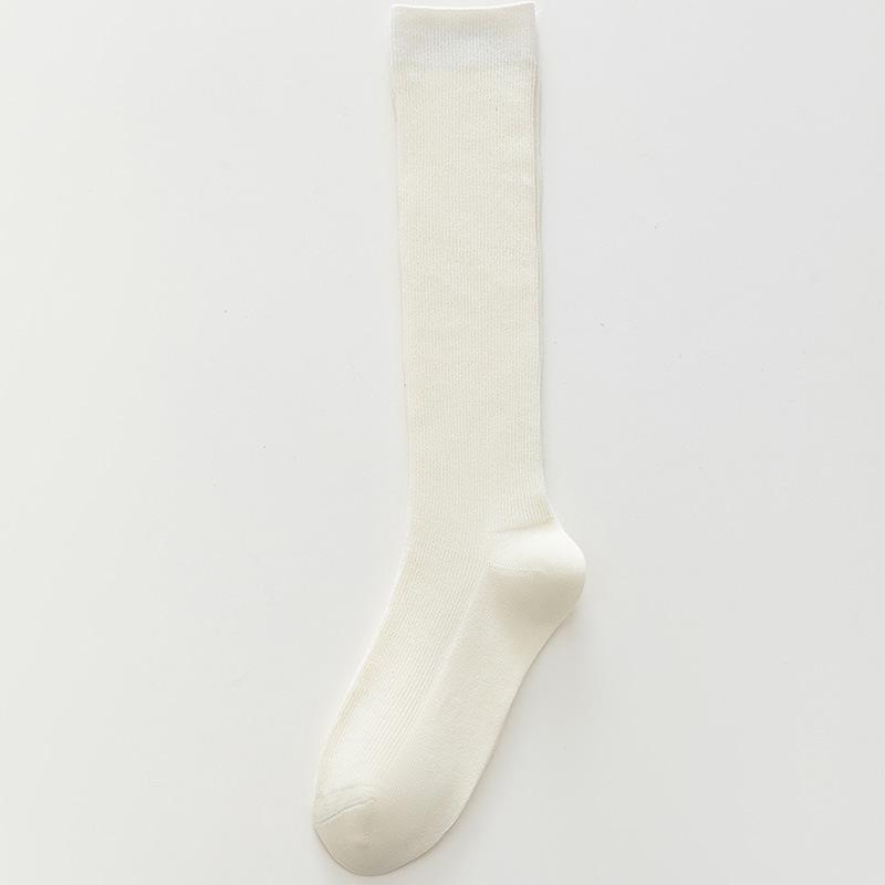 

Women s Solid Color Cotton Knee-High Socks: Warm Autumn/Spring Calf Socks with Two or Three Stripe Design One Size