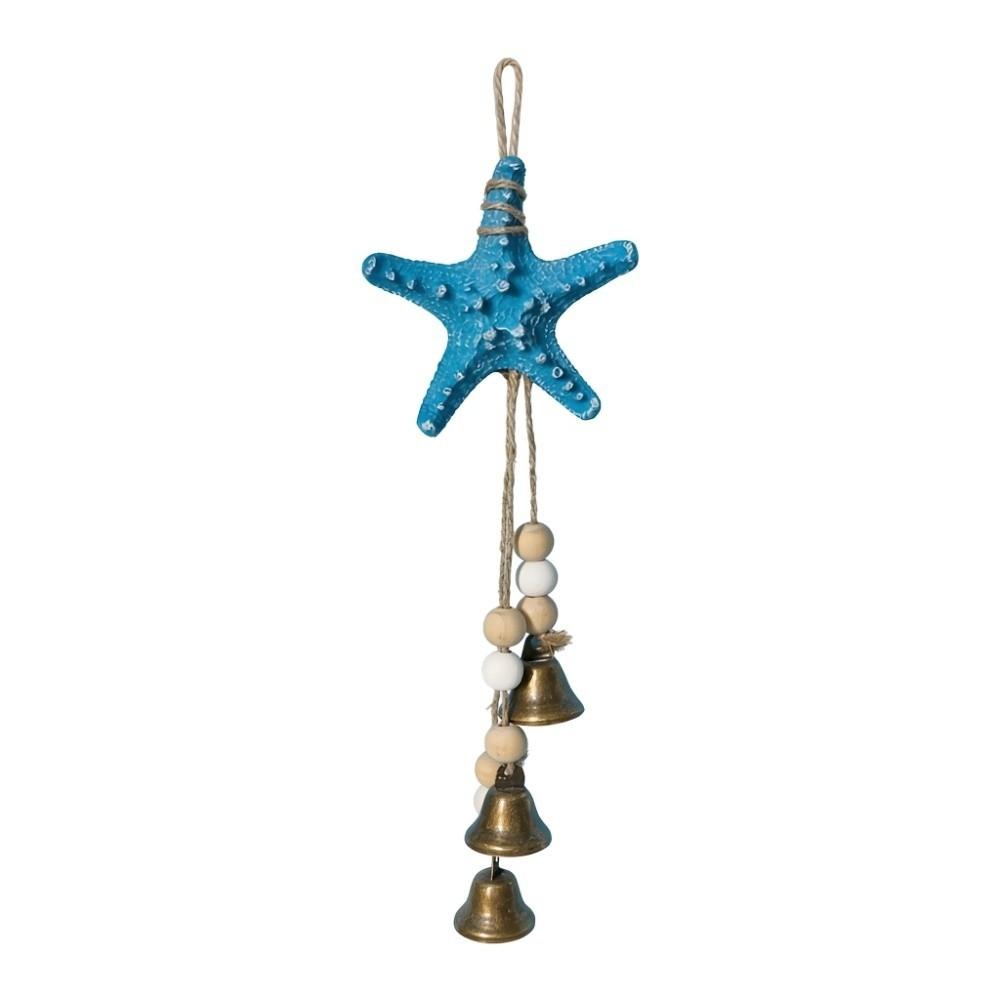 Wooden Beads Beach Decor Metal Bells Ocean Themed Hanging Ornament Starfish Wind Chime  Home Decor