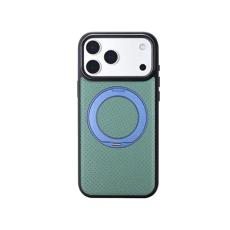 The New Small Dotted Textured Leather Is Suitable for the iPhone 17 Pro Max Rotating Magnetic Stand Phone Case, 16 Leather Protective Cover