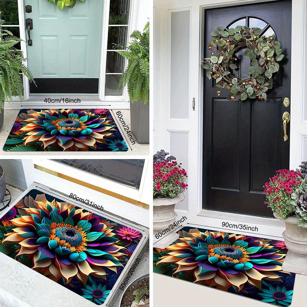 1 Stück Anti-Ermüdungs-Küchenteppiche, luxuriöser Blumendruck, wasserdicht, rutschfest, dick gepolstert, Küchenmatte, strapazierfähig, bequeme Stehmatte für die Küche