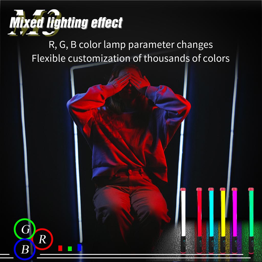 Professionelle RGB-Röhrenleuchte für die Fotografie - Tragbare Handheld-RGB-Röhrenleuchte LED-Lichtstab IPX8 5 Beleuchtungsmodi für Vlog Live-Streaming Produkt Po