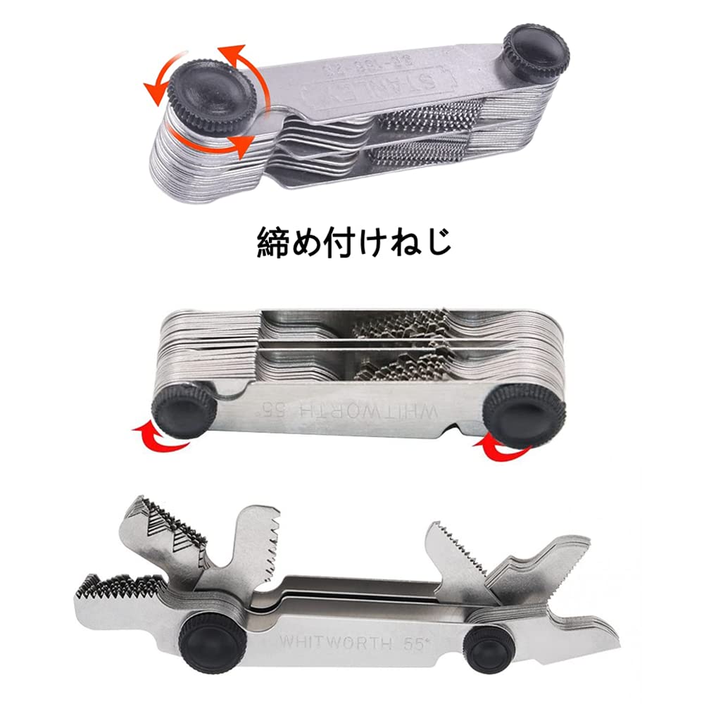 LIKENNY Stainless Steel Thread Pitch Gauge Metric Gauges 28 Inch Gauges 6 US Unit 58 Gauges in Unified Thread Pitch Measurement Bolt Standard