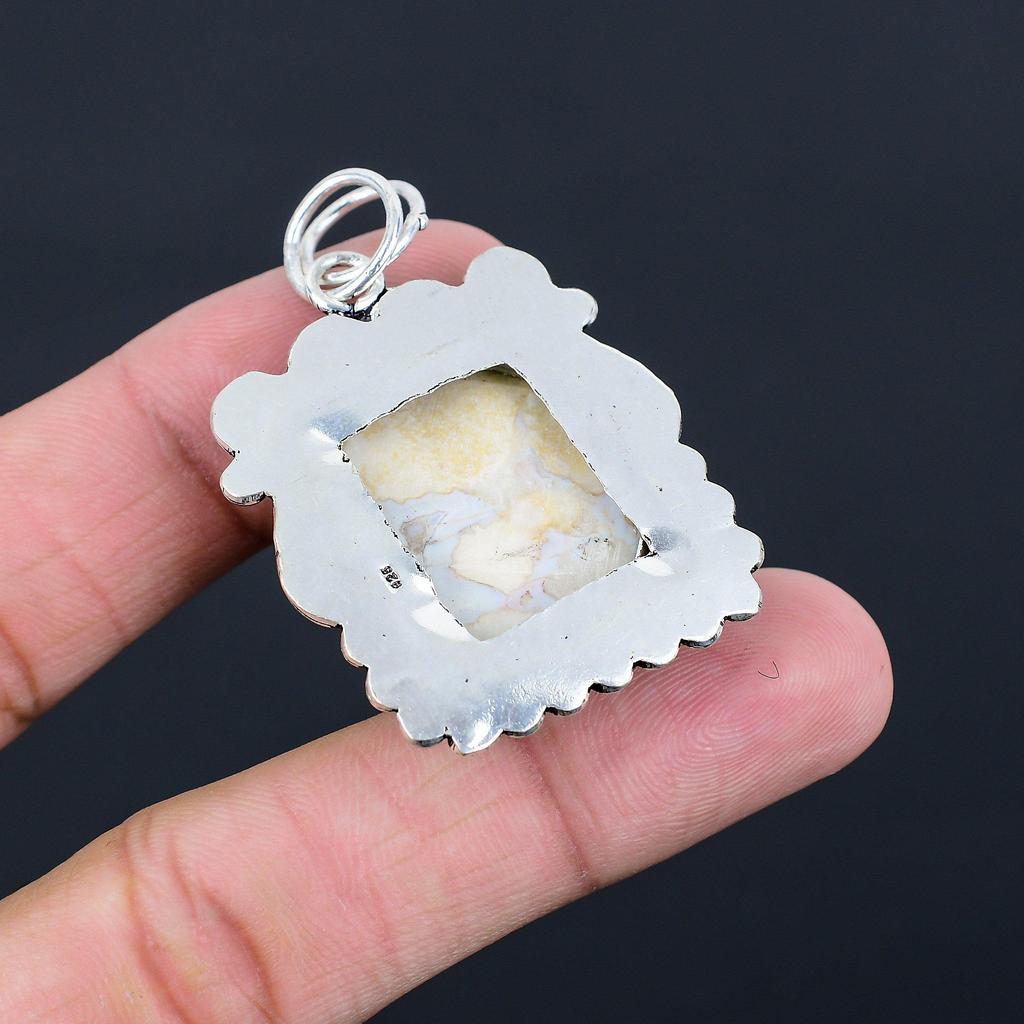 925 Sterling Silver Square Cobra Jasper Stone Mother Engagement Pendant Jewelry
