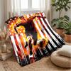 Flaming Soccer Balls in Space Theme blanket Lightweight Warm Flannel Blanket Decorative Throw Blanket for Home Decoration