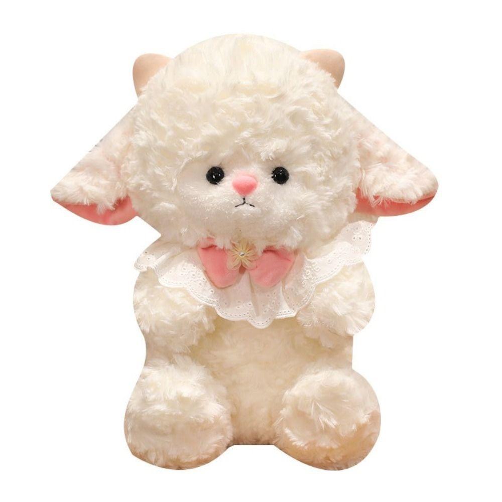 Cute Doll Lamb Plush Toy Bowknot Plush Sheep New Stuffed Animal Doll Bedroom Decor 25cm Little Lamb