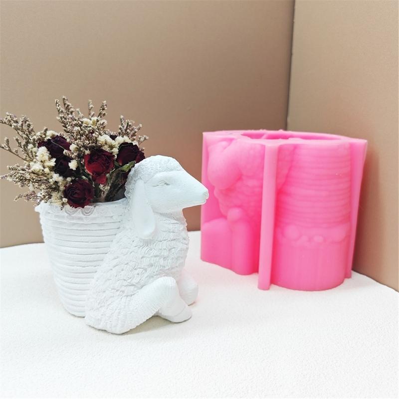 Adorable Succulent Flower Pots Mold Decorative Cartoon Sheep Silicone Ornament Mold For Succulent Planters And Pens