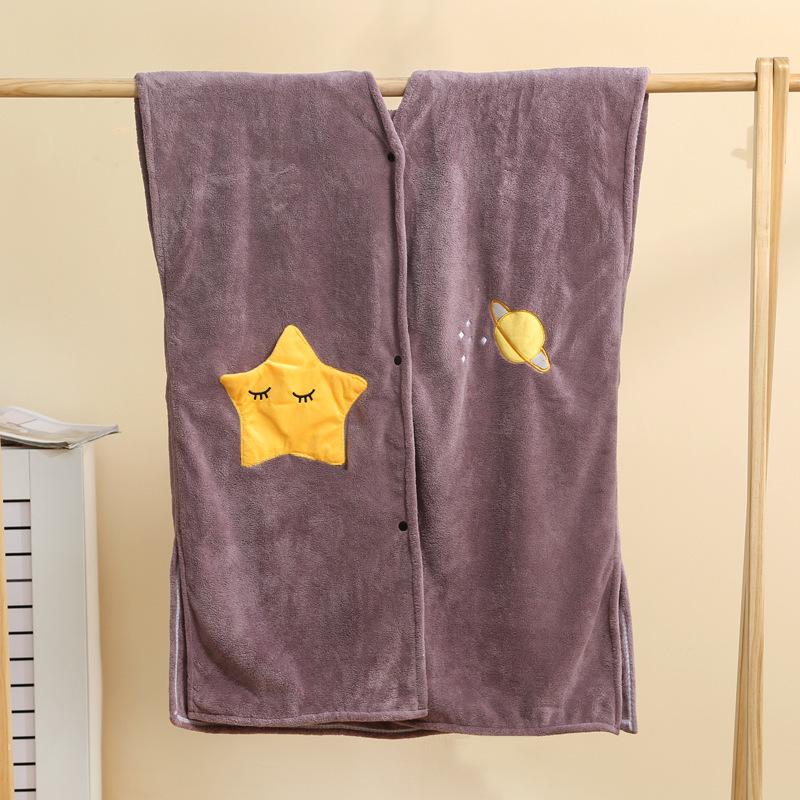 Quick-Dry Coral Fleece Hooded Cloak Bathrobe for Adults and Kids