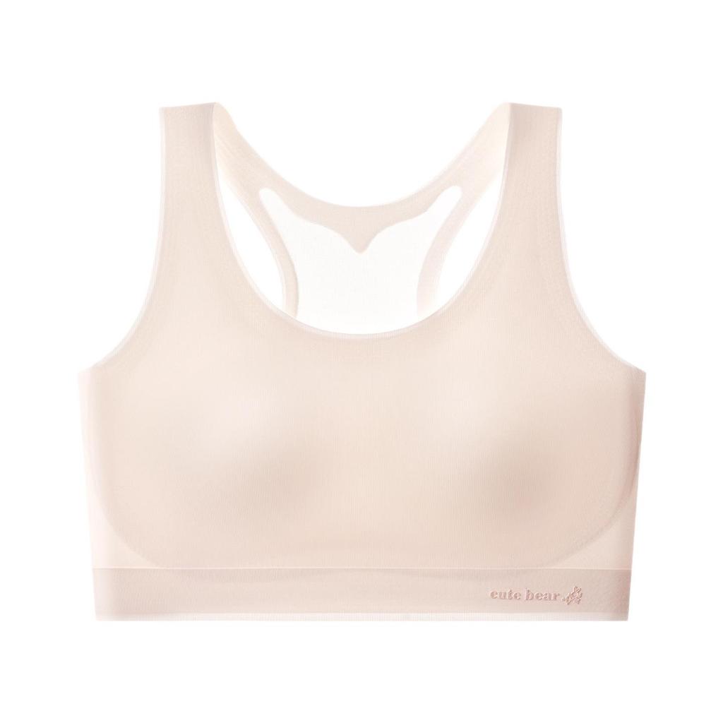 Breathable Seamless Training Vest Bra for Girls, Fixed Cups, Ice Silk, Thin Student Style