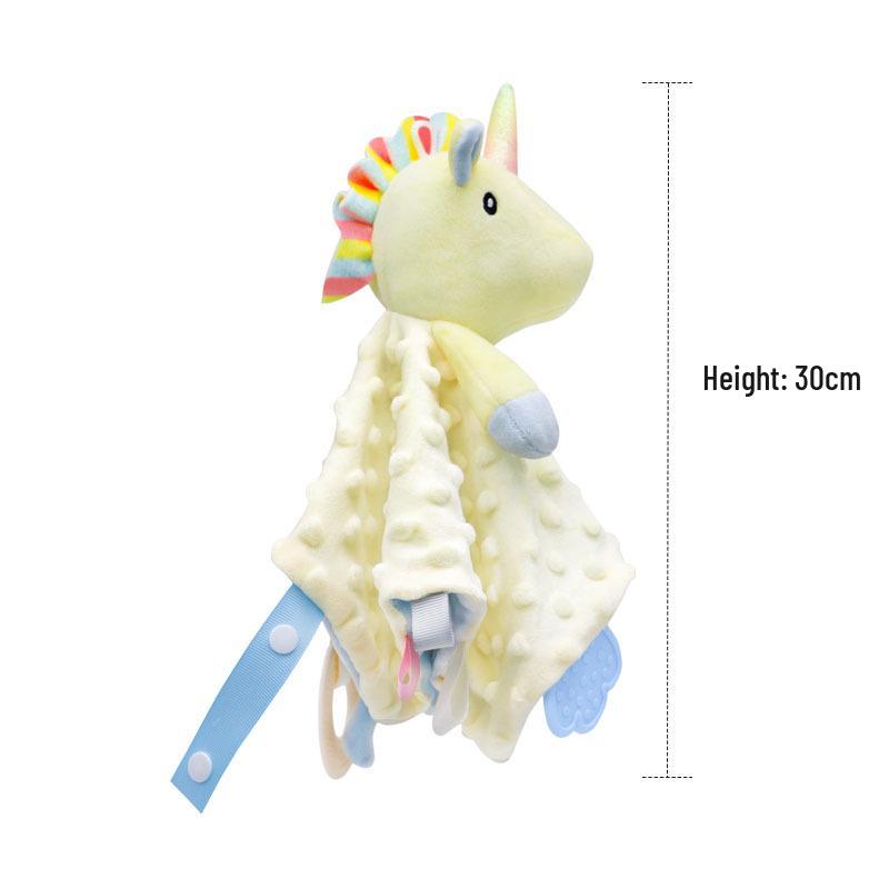 BBSKY Baby Animal Plush Toy: Cartoon Soothing Towel & Silicone Teether Rattle