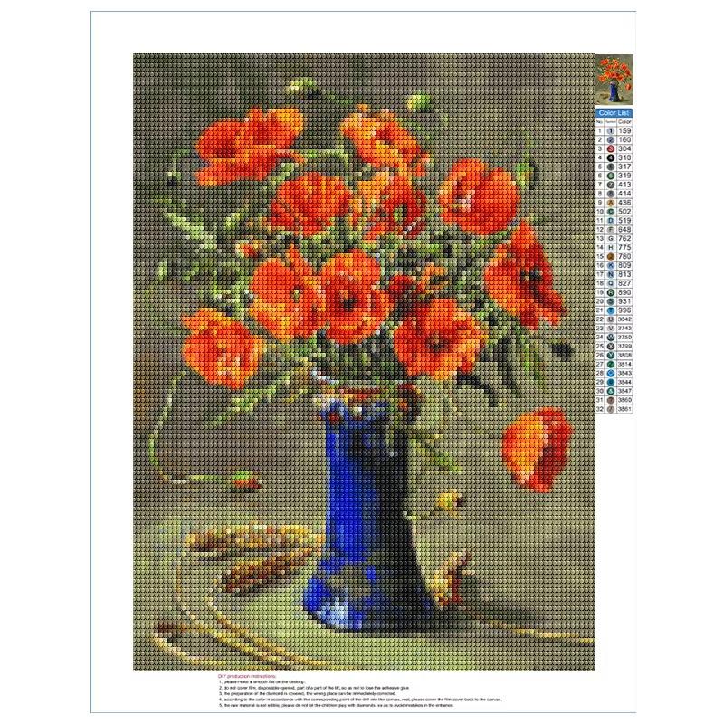5D DIY Diamond Painting Beautiful Flower Mosaic Diamond Embroidery Painting Full Round Rhinestone Home Decor Gift