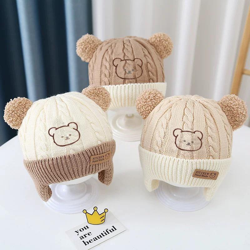 Bonitos Gorros Tejidos Para Bebés En Otoño E Invierno Gorros de Lana Cortavientos Y Protectores de Orejas Para Bebés Y Niños Pequeños