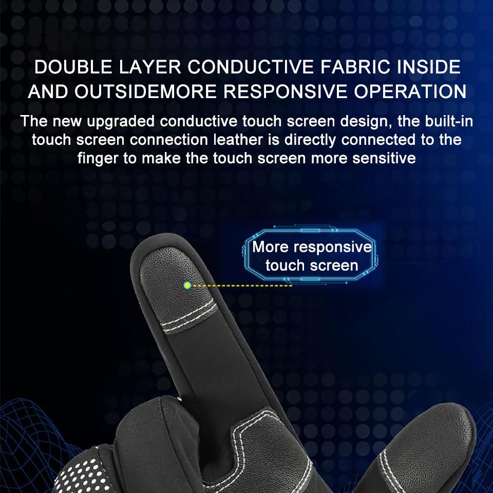 Gobygo Winter Windproof Gloves Waterproof Thickened Cycling Gloves Warm Anti-Slip Touch Screen Outdoor Sports Running Men Women