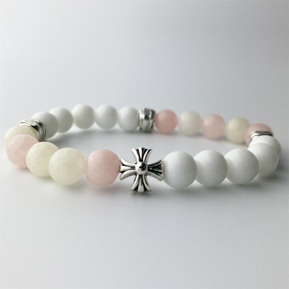 

Браслеты из натурального бисера 8 мм, лавовый малахит, морганский камень, эластичный браслет с крестом, браслет для медитации, молитвы, подвеска для мужчин и женщин, ювелирные изделия для йоги