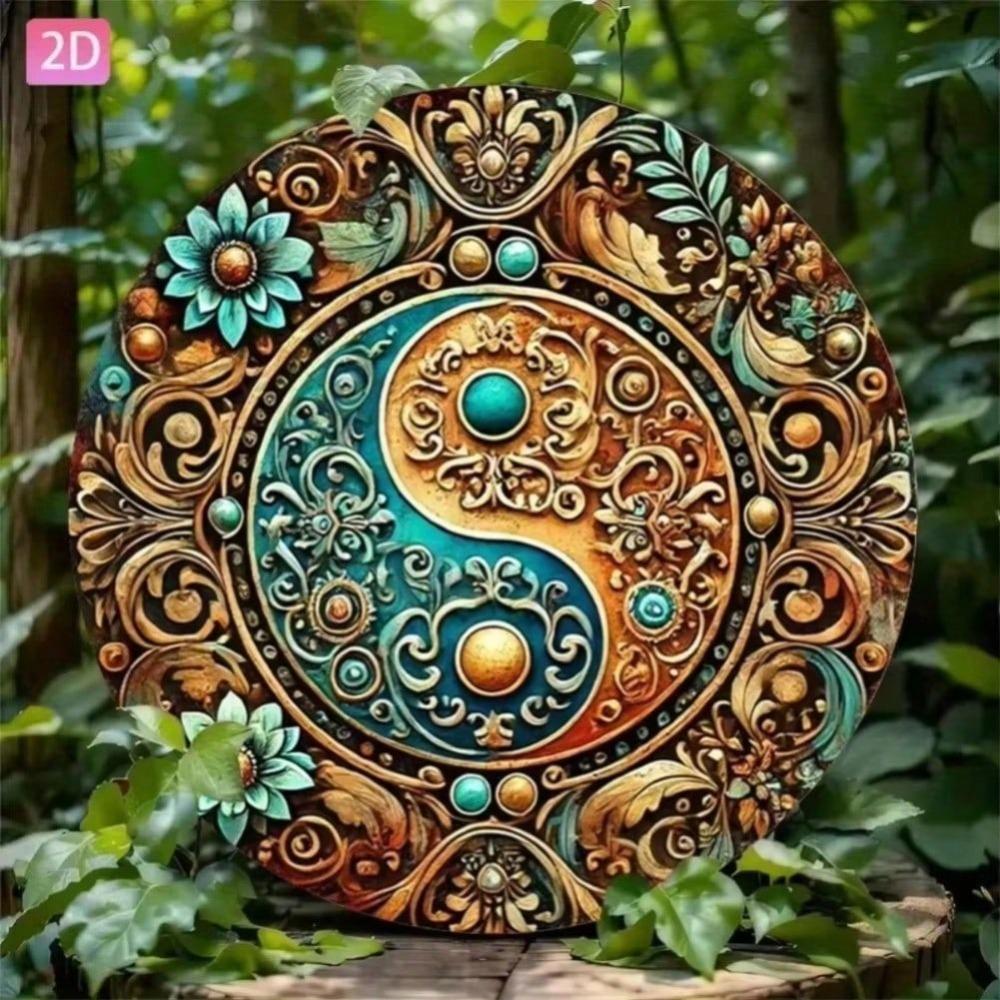 Yin Yang Mandala Vintage Aluminum Sign Wall Decor For Home Garden Bar