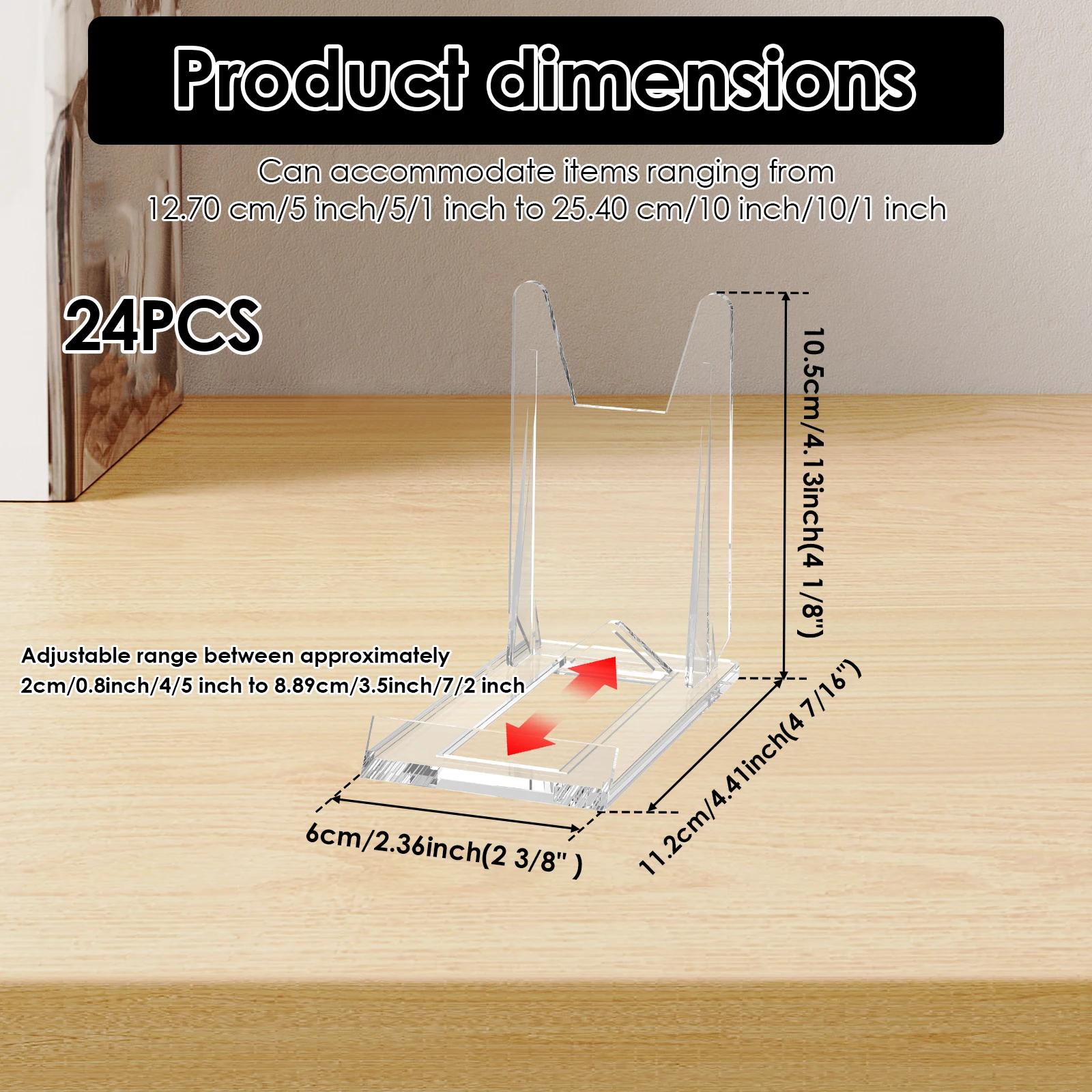 

24Pcs Book Display Stand Acrylic Transparent Book Holder Adjustable Photos Card Display Stand for Home Office Artwork Decoration