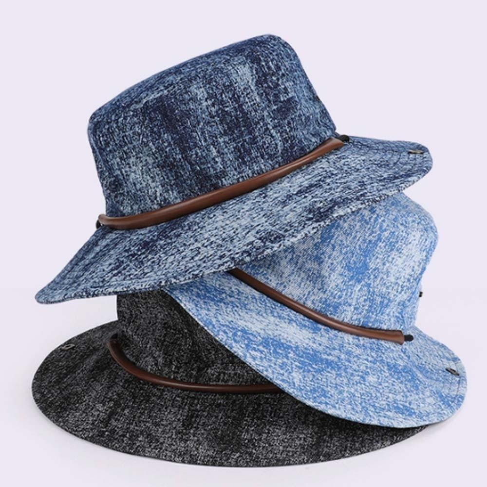 Drawstring Sunshade Cowboy Hat Breathable Fishing Cap Sun Cap Sunscreen Basin Cap  Camping