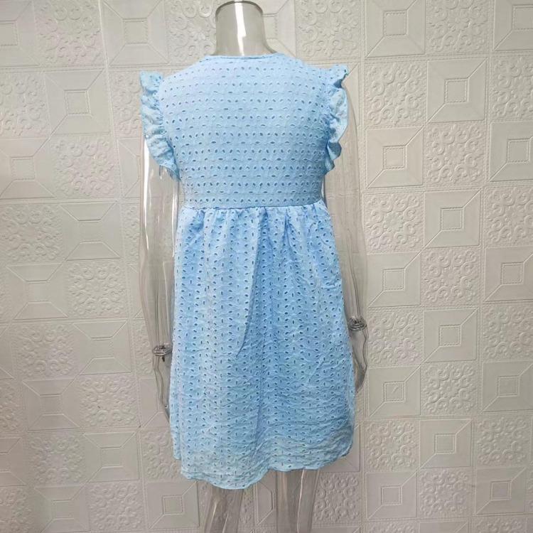 Elegant Women Casual Dress Hollow Out Lace Crochet V Neck New Arrival Fashion Dress
