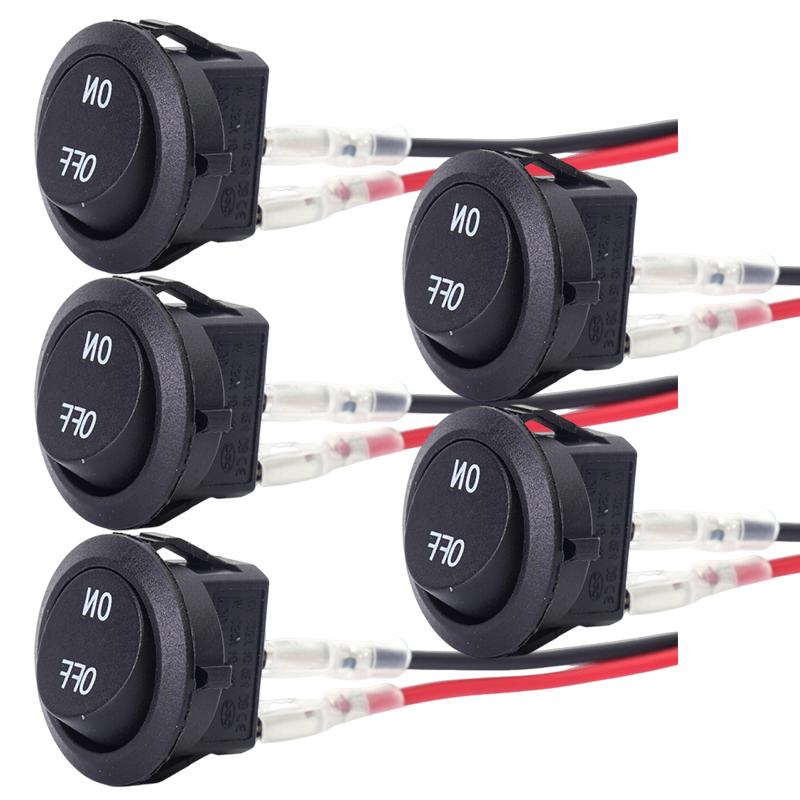 Motorcycle Boat Switch Cord 12V Round Rocker Switch ON/OFF SPST 2 Pin Toggle Switch with Wire for Car Boat Modified