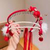 Red Ancient Headwear Tassel New Year Hair Hoop Elegant Chinese Style Headband  Home
