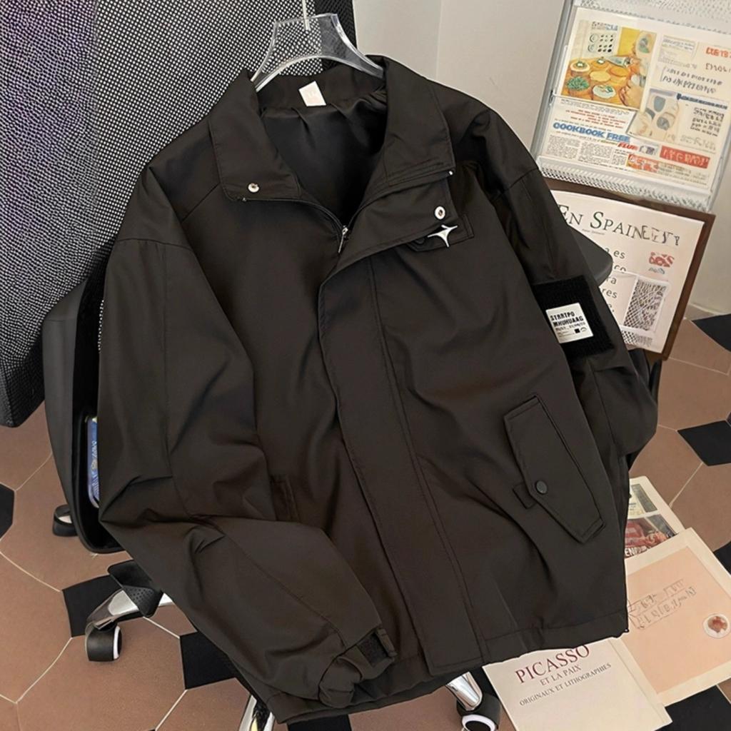Spring and autumn tooling jacket men's American retro casual trendy brand Japanese Hong Kong style ruffian handsome Korean version trendy loose jacket