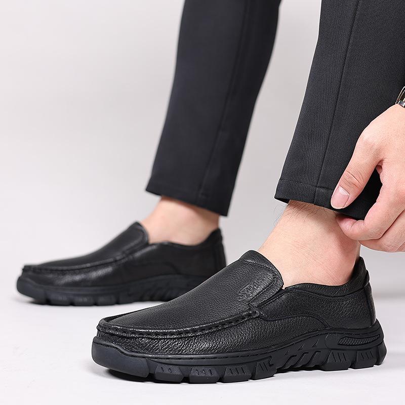 Men's Leather Shoes Men's Casual Sheepskin Soft-soled Genuine Leather Dad Shoes Middle-aged and Elderly New Shoes