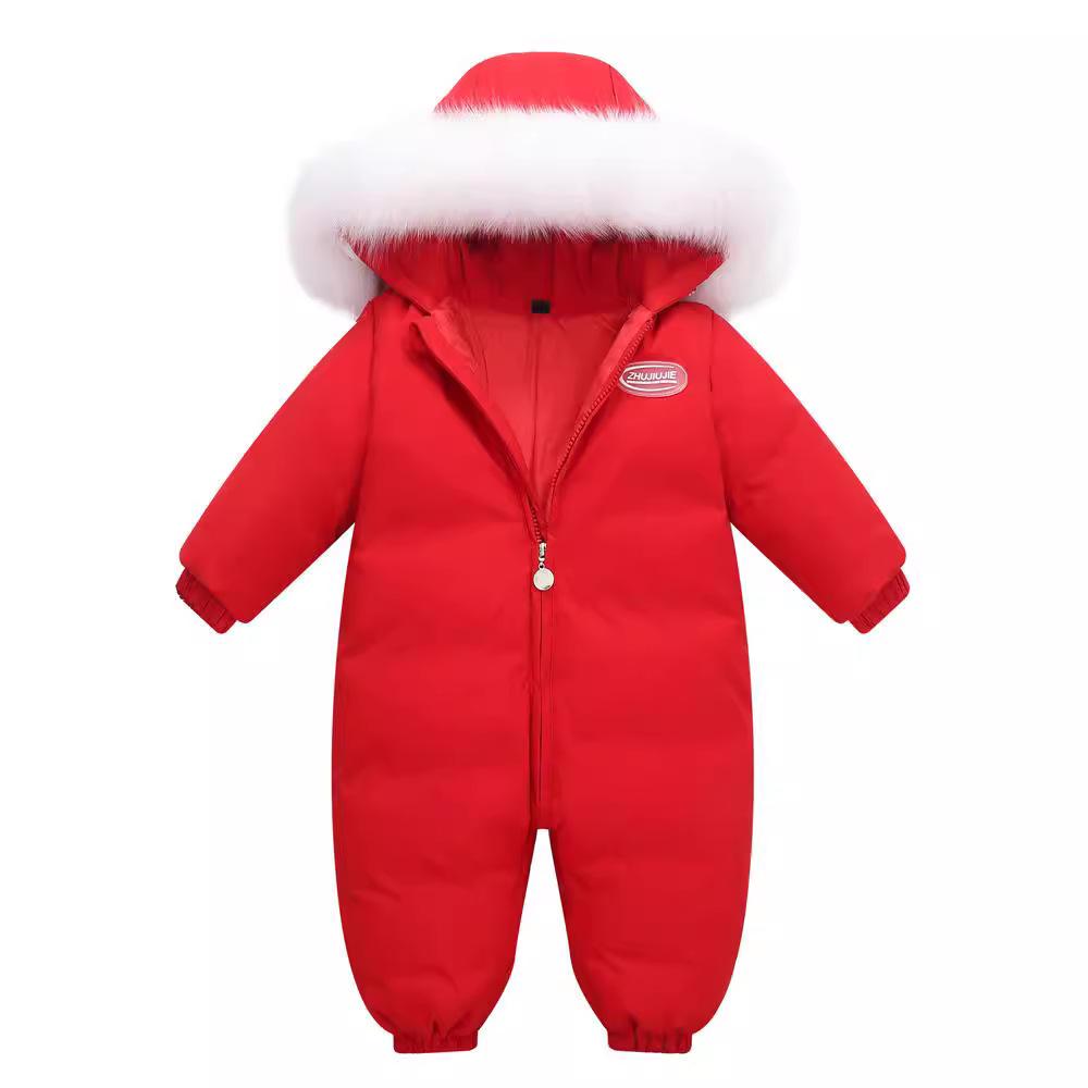 Chlapecké a dívčí kojenecké kojenecké zateplené kombinézy s kapucí Dětské oblečení na lezení Romper Zimní dětské oblečení