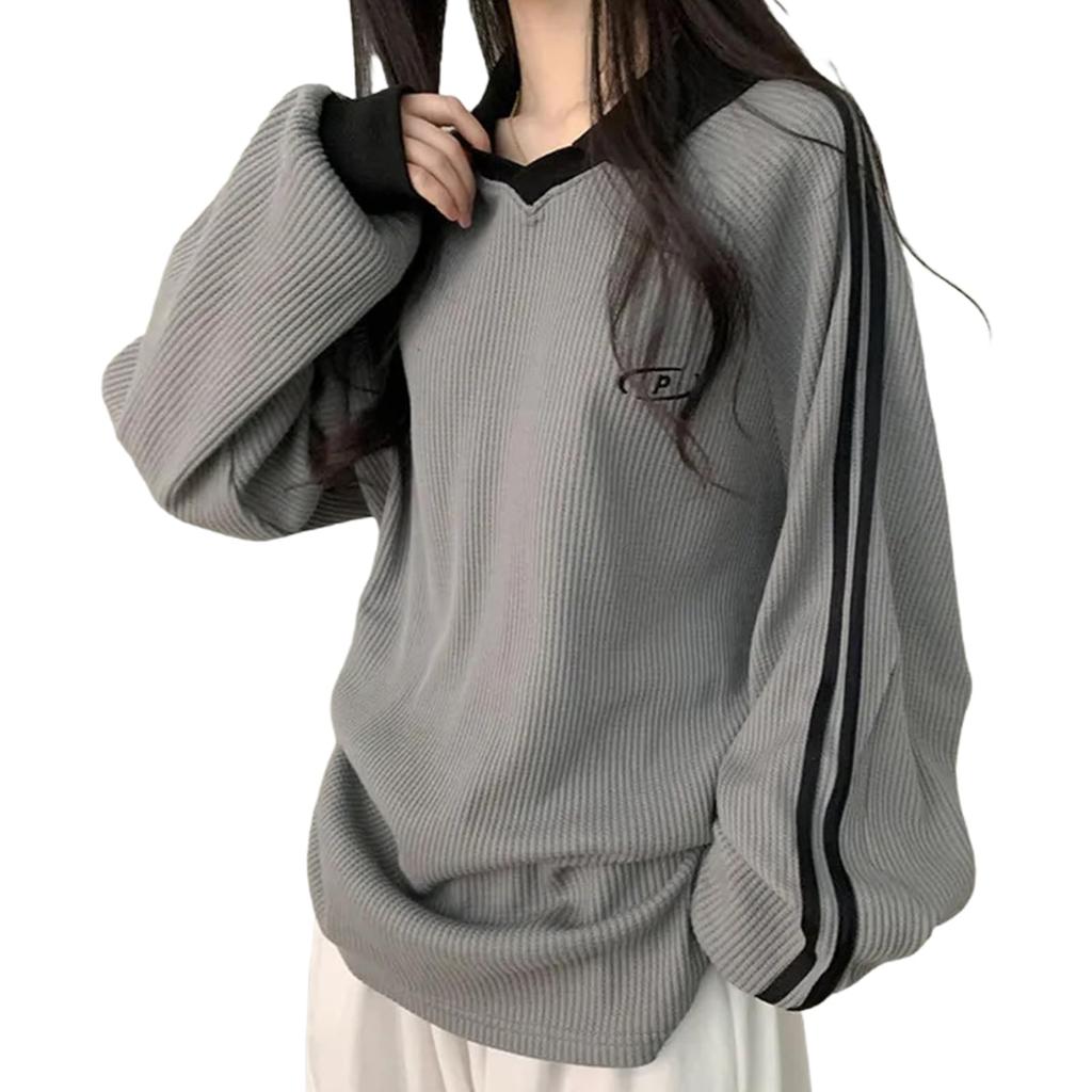 MlleeSSeeldyTRC Long Sleeve Pullover Sweatshirt with Collar and Loose and Perfect for Casual or and Winter Women's T-Shirt, Fit, Lightweight,