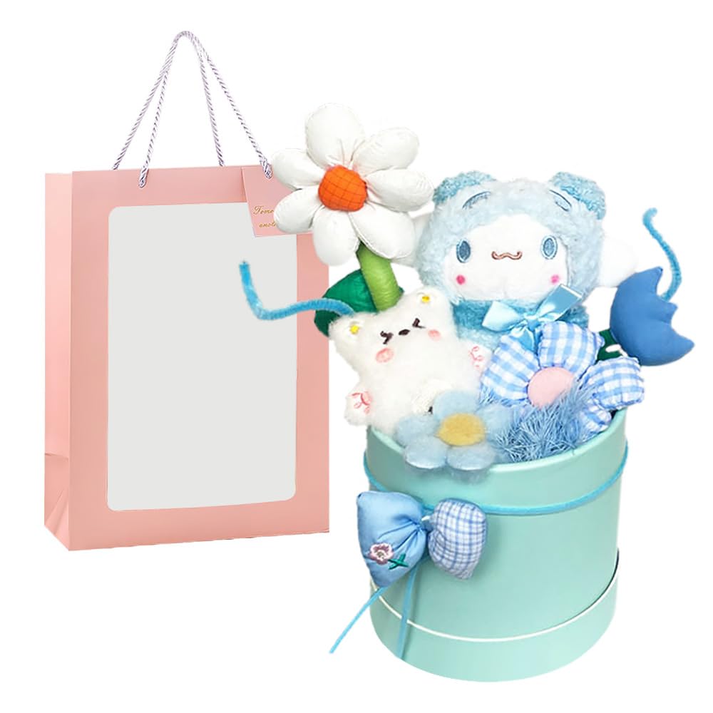 Sanrio Flower Cute Plush Popular Creative Decorative Everlasting Artificial Gift with Message Get Well Entrance Recitals Light Greeting Bouquet,
