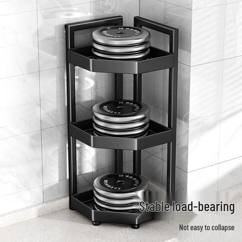 Modern Carbon Steel 3-Tier Kitchen Corner Storage Rack