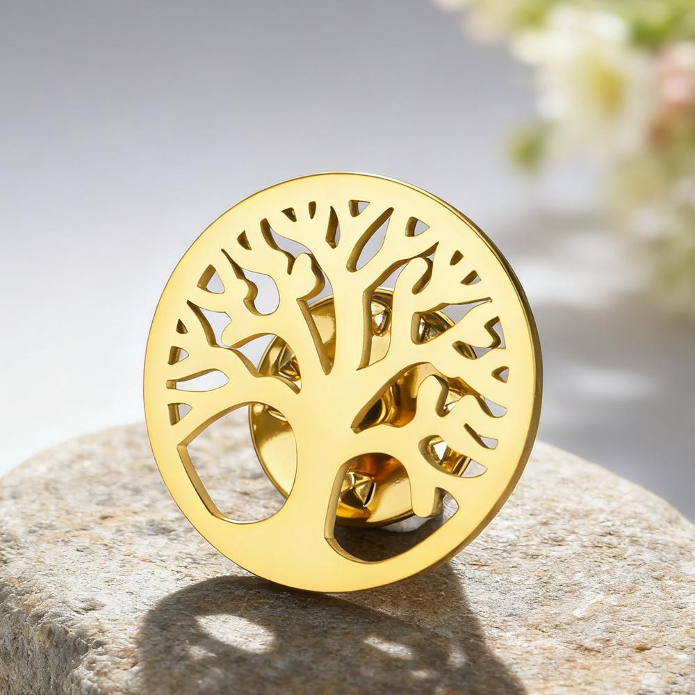 Dawapara Vintage Tree of Life Brooch Spiritual Symbol Strength Protection Talisman Lapel Pin Stainless Steel Accessories