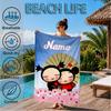 Custom Name Love Heart  Beach Towel Microfiber Beach Towel, Lightweight and Quick-Dry, for Summer Travel, Swimming Pool Gift